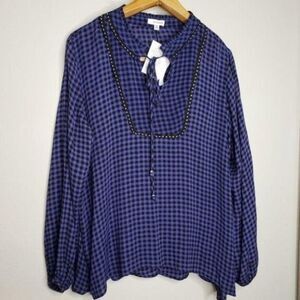Eyeshadow NWT plaid embellished shirt OX